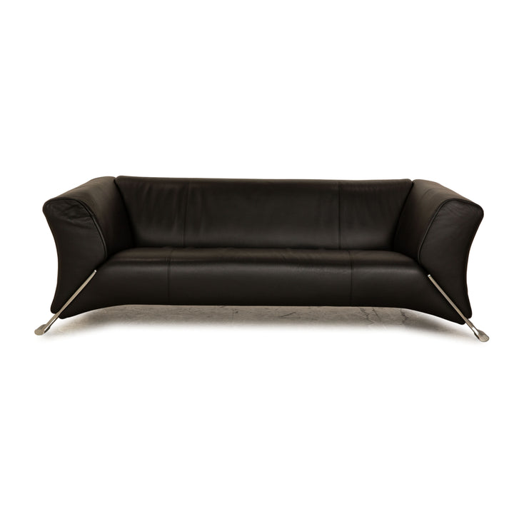 Rolf Benz 322 Leder Dreisitzer Schwarz Sofa Couch