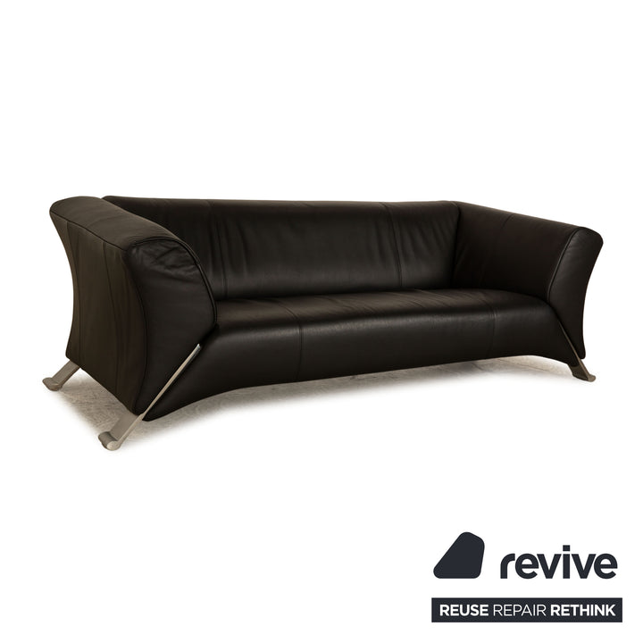 Rolf Benz 322 Leder Dreisitzer Schwarz Sofa Couch