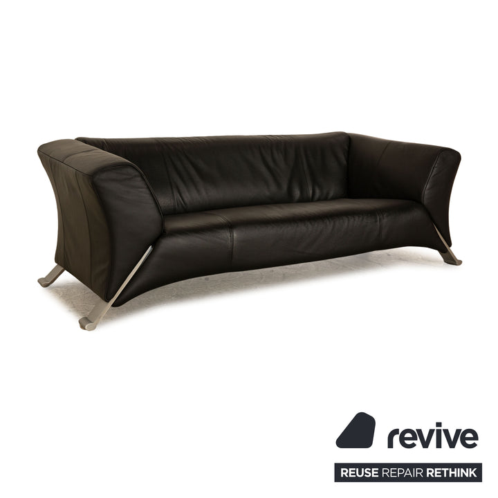 Rolf Benz 322 Leder Dreisitzer Schwarz Sofa Couch