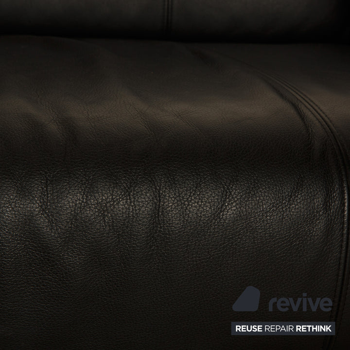 Rolf Benz 322 Leder Dreisitzer Schwarz Sofa Couch