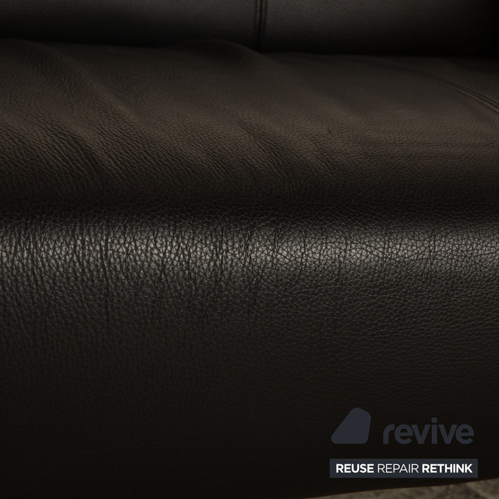 Rolf Benz 322 Leder Dreisitzer Schwarz Sofa Couch