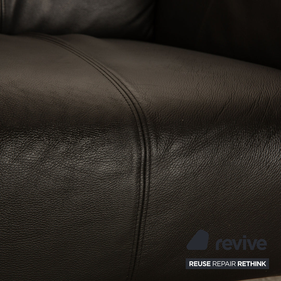 Rolf Benz 322 Leder Dreisitzer Schwarz Sofa Couch