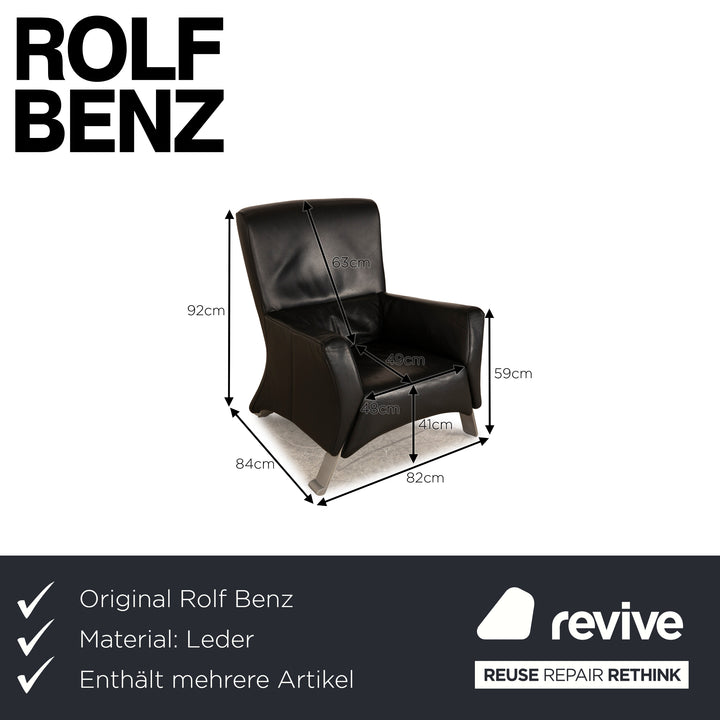 Rolf Benz 322 Leder Sessel Garnitur Schwarz Sessel Hocker