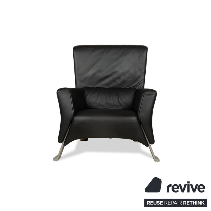 Rolf Benz 322 Leder Sessel inkl. Hocker Schwarz