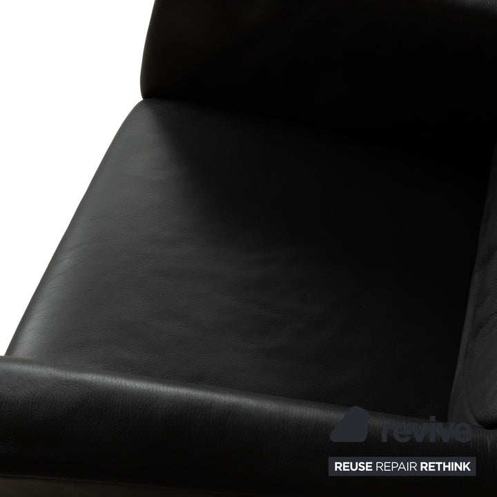 Rolf Benz 322 Leder Sessel inkl. Hocker Schwarz
