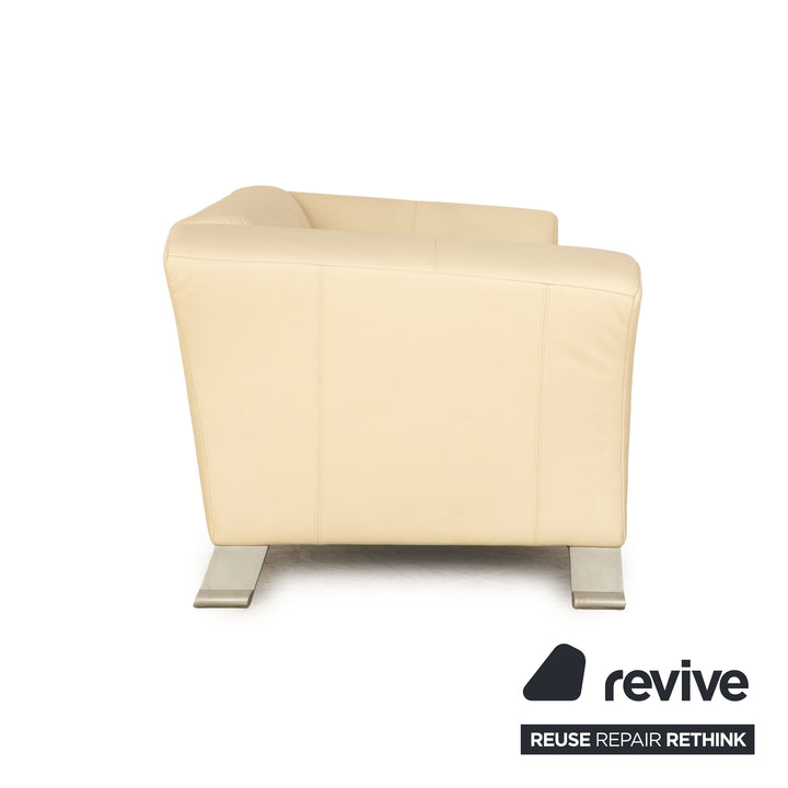 Canapé deux places en cuir crème Rolf Benz 322