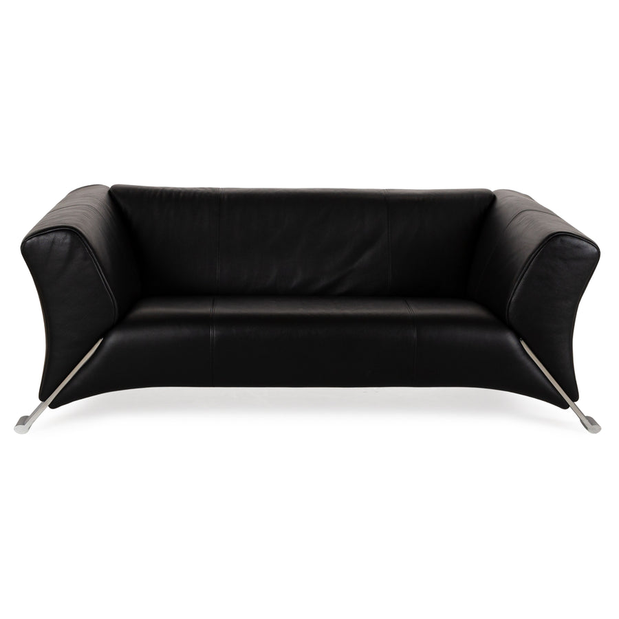 Rolf Benz 322 Leder Zweisitzer Schwarz Sofa Couch