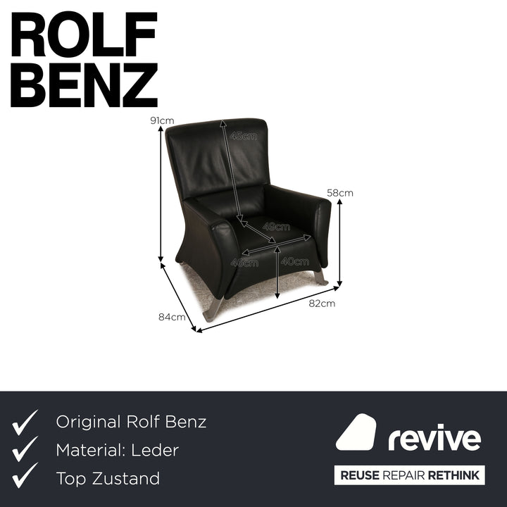 Rolf Benz 322 Leather Armchair Black