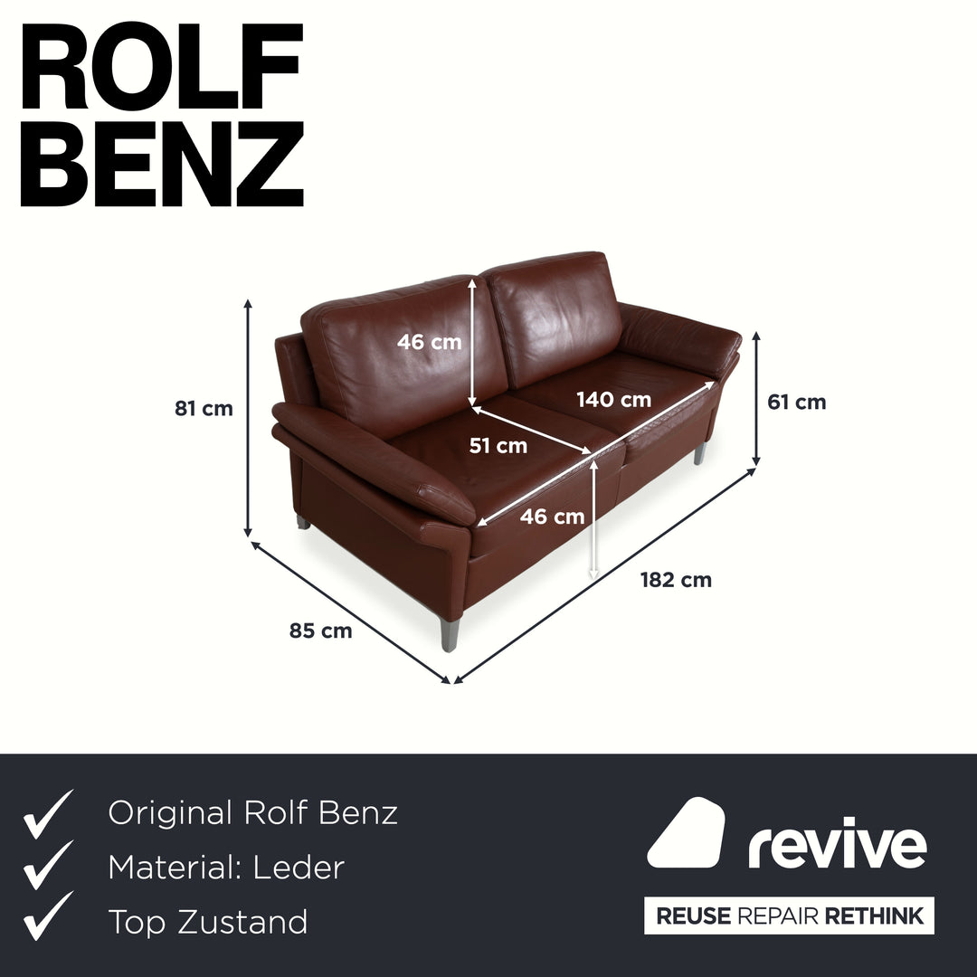 Rolf Benz 3300 Three-seater Leather Sofa Brown Couch