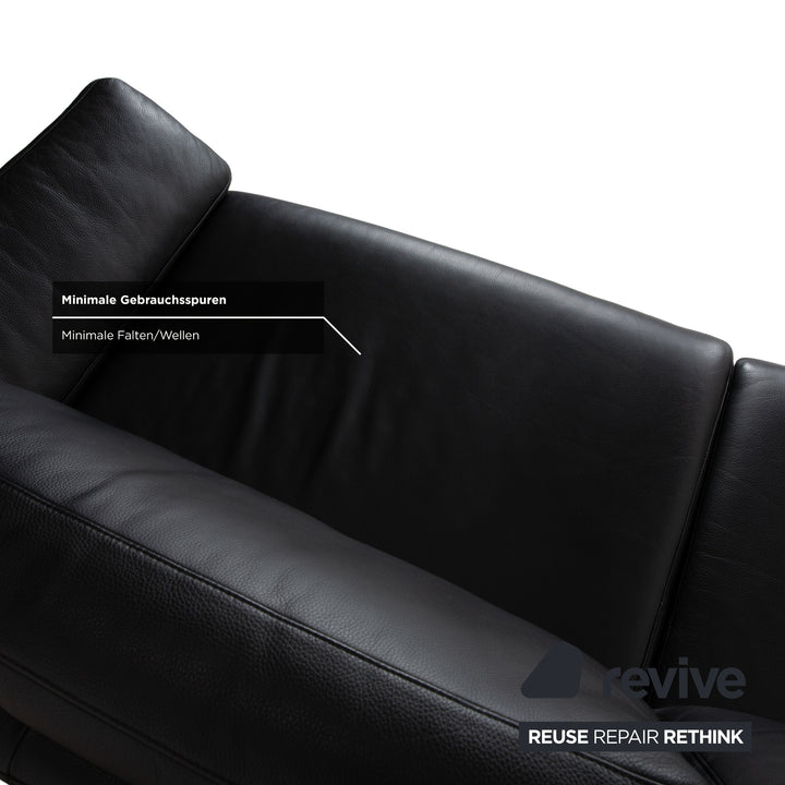 Rolf Benz 3300 Leather Two-Seater Three-Seater Black Sofa Couch