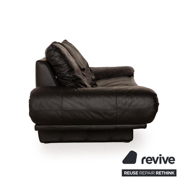 Rolf Benz 345 Leder Dreisitzer Schwarz Sofa Couch