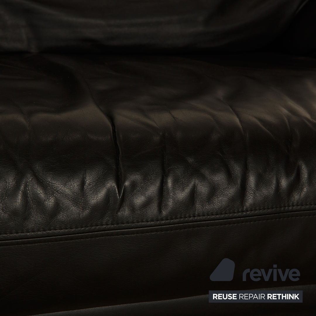 Rolf Benz 345 Leder Dreisitzer Schwarz Sofa Couch