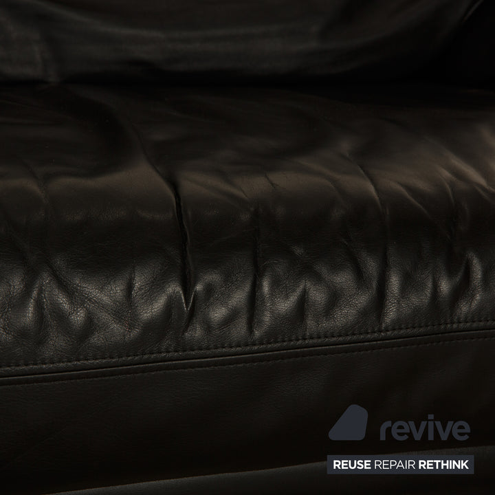 Rolf Benz 345 Leder Dreisitzer Schwarz Sofa Couch
