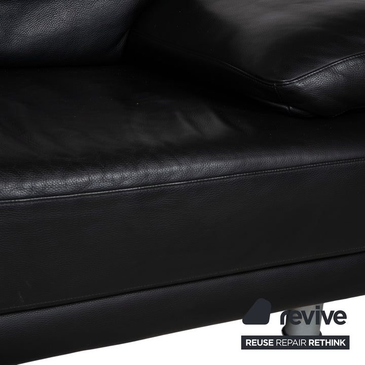 Rolf Benz 355 Leder Zweisitzer Schwarz manuelle Funktion Sofa Couch