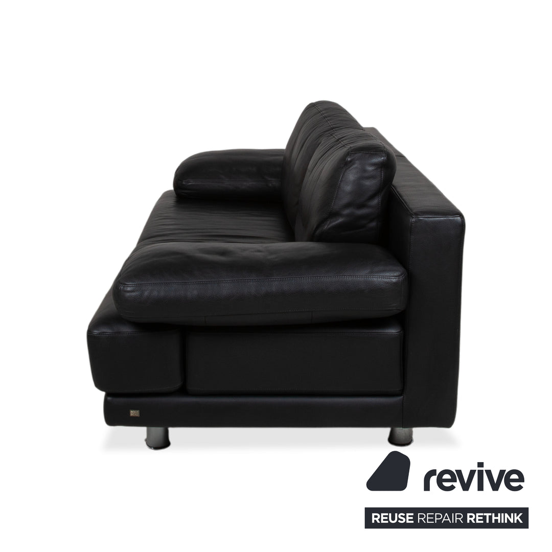Rolf Benz 355 Leder Zweisitzer Schwarz manuelle Funktion Sofa Couch