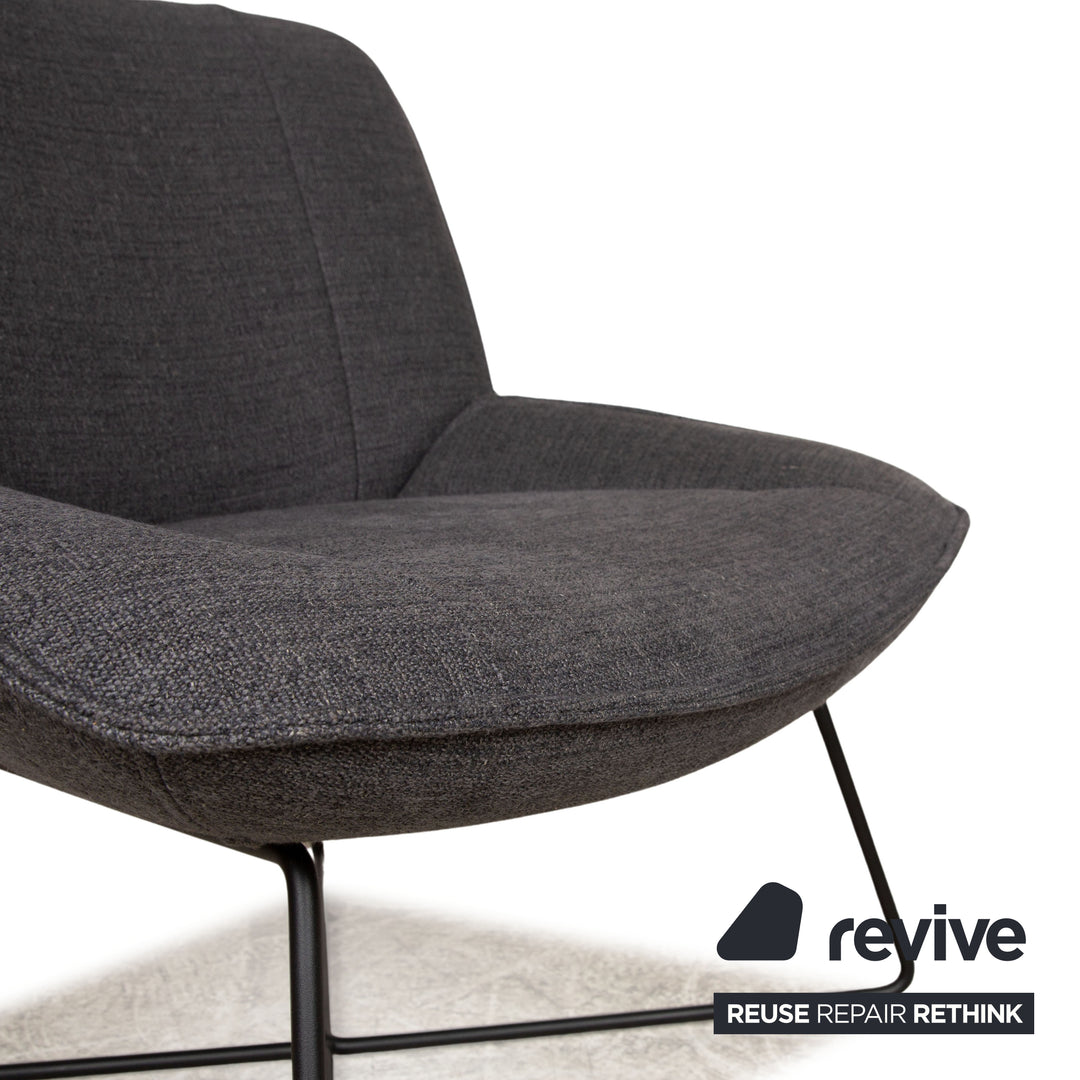 Rolf Benz 383 fauteuil + tabouret tissu gris