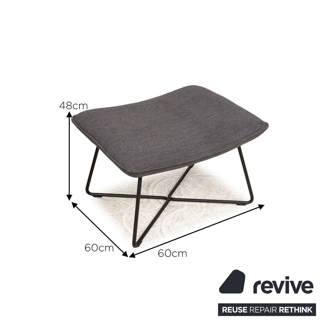 Rolf Benz 383 fauteuil + tabouret tissu gris