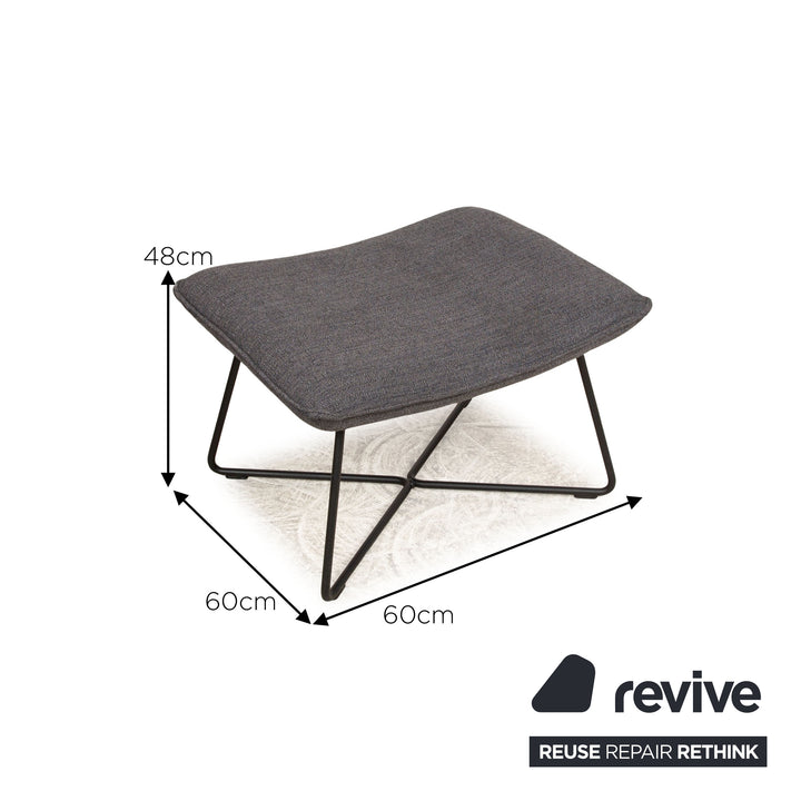 Rolf Benz 383 fauteuil + tabouret tissu gris