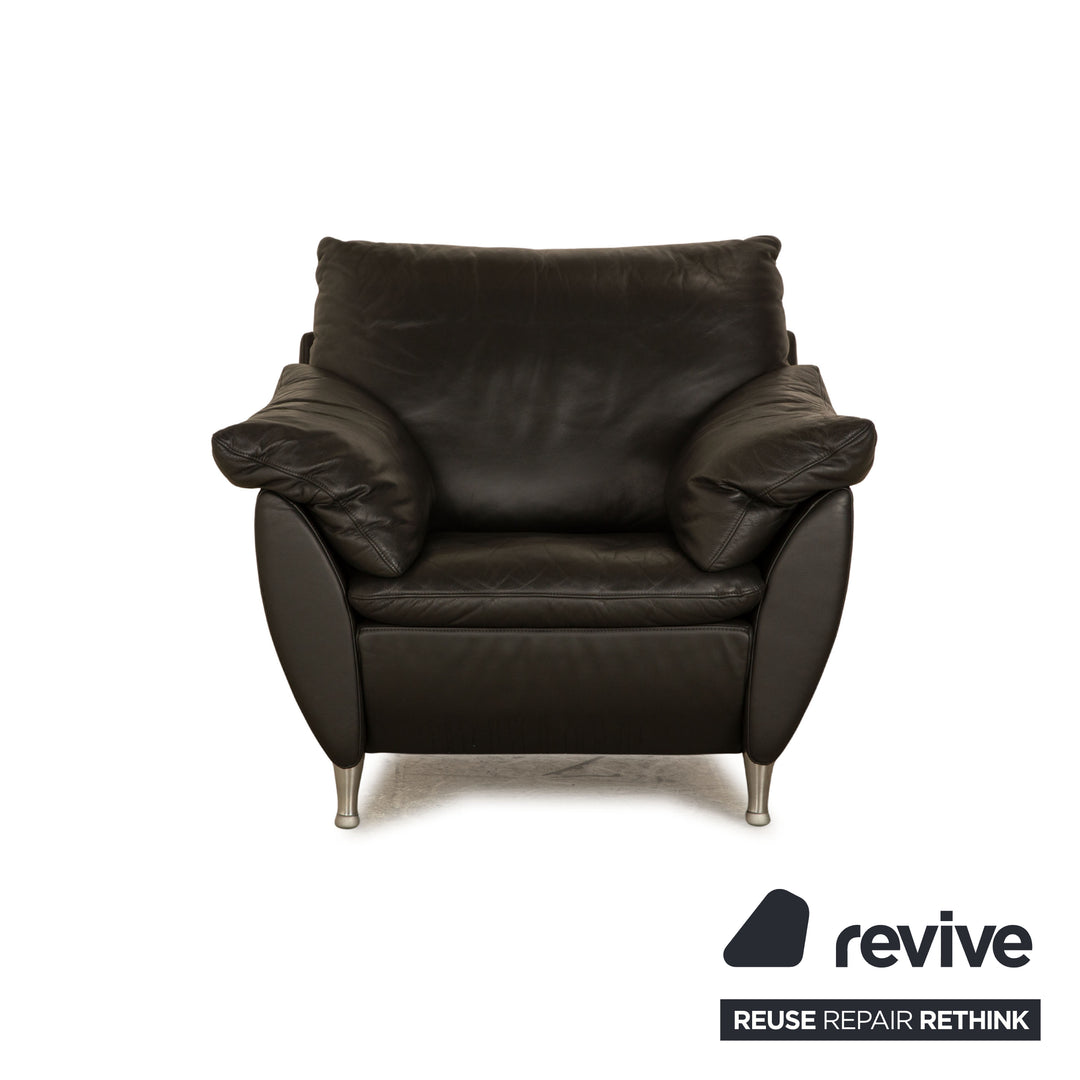 Fauteuil en cuir Rolf Benz 5600 anthracite gris foncé