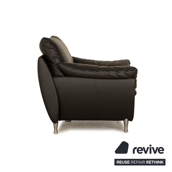 Fauteuil en cuir Rolf Benz 5600 anthracite gris foncé