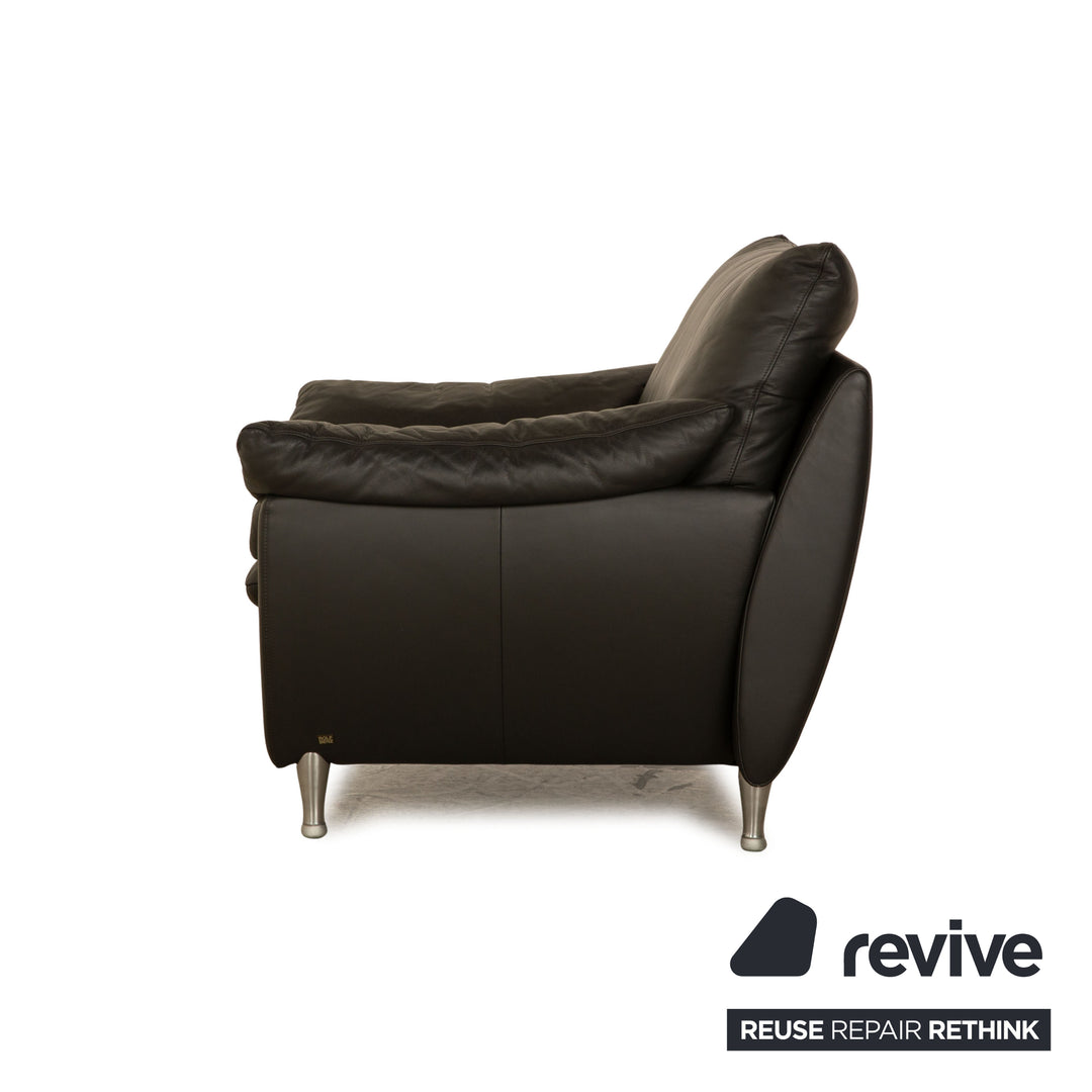 Fauteuil en cuir Rolf Benz 5600 anthracite gris foncé