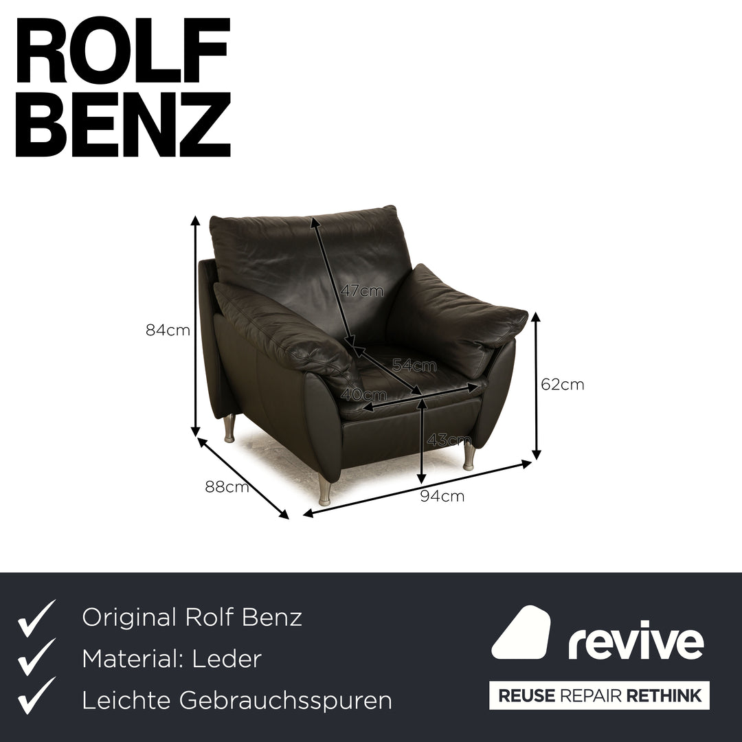 Fauteuil en cuir Rolf Benz 5600 anthracite gris foncé