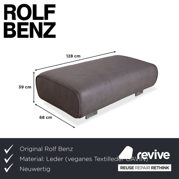 Rolf Benz 6300 Leder Hocker Braun Taupe veganer Neubezug (GAVIN 115)