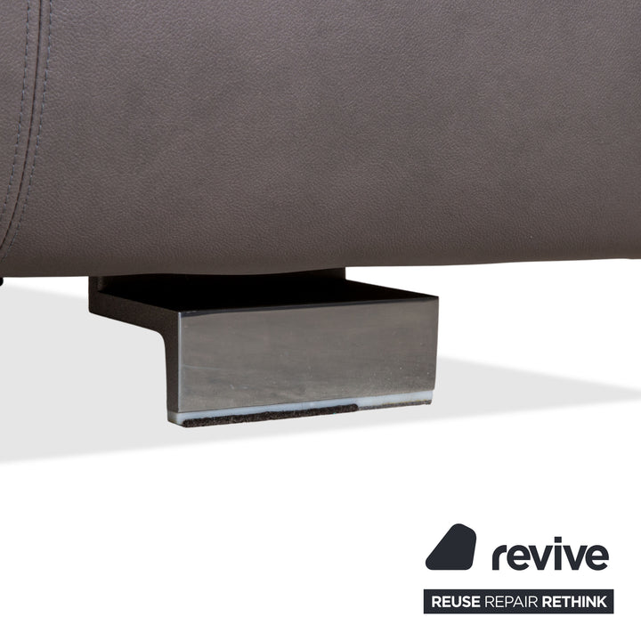 Rolf Benz 6300 Leder Hocker Braun Taupe veganer Neubezug (GAVIN 115)