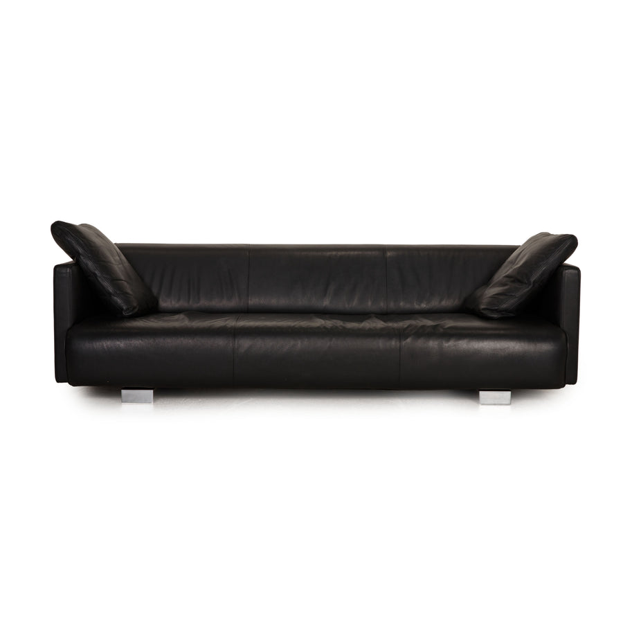 Rolf Benz 6300 Leder Sofa Schwarz Viersitzer Couch