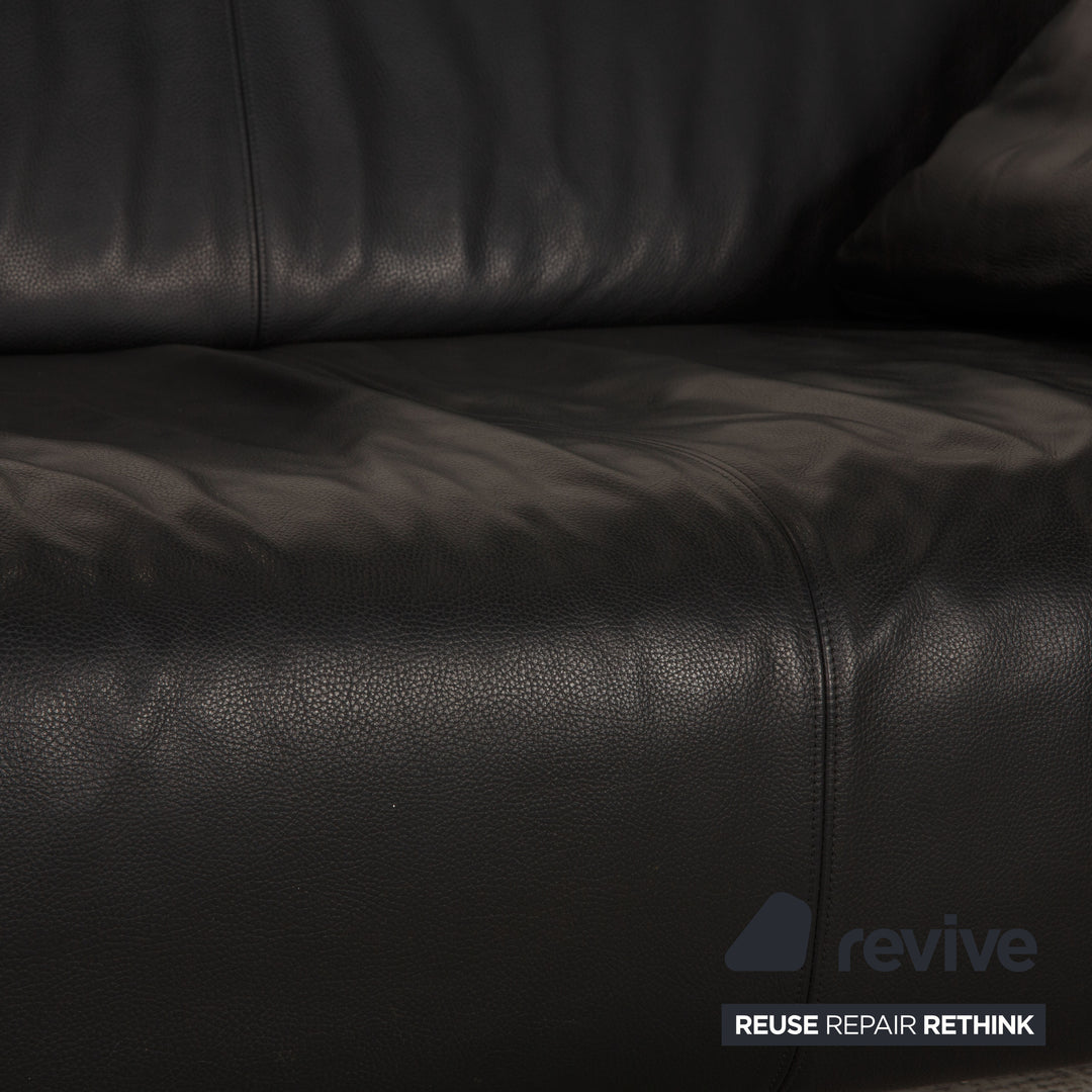 Rolf Benz 6300 Leder Sofa Schwarz Viersitzer Couch