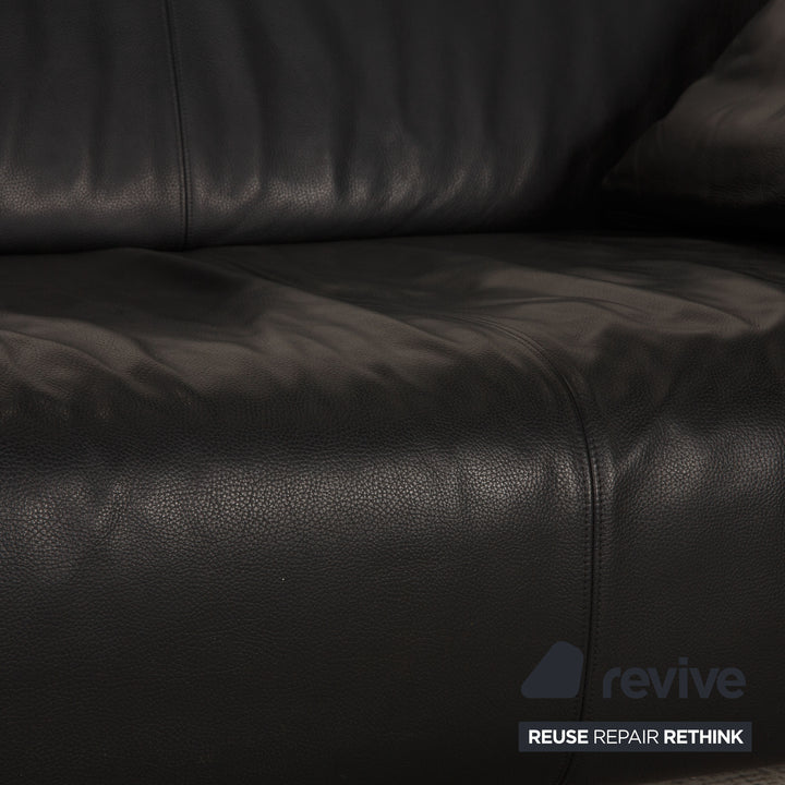 Rolf Benz 6300 Leder Sofa Schwarz Viersitzer Couch