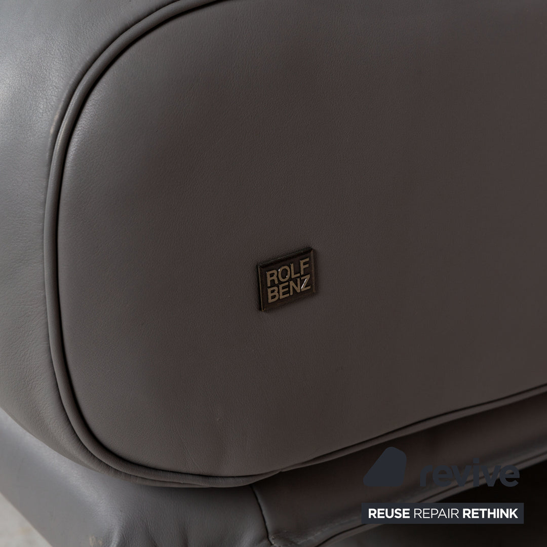 Canapé 3 places en cuir gris Rolf Benz 6500