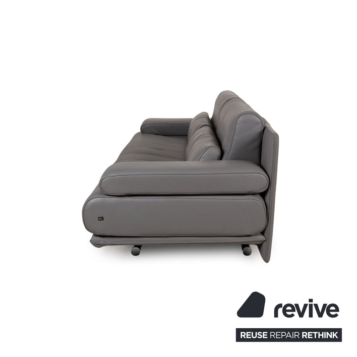 Canapé 3 places en cuir gris Rolf Benz 6500