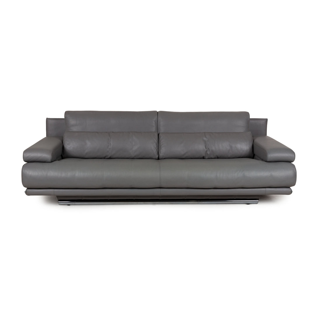 Canapé 3 places en cuir gris Rolf Benz 6500