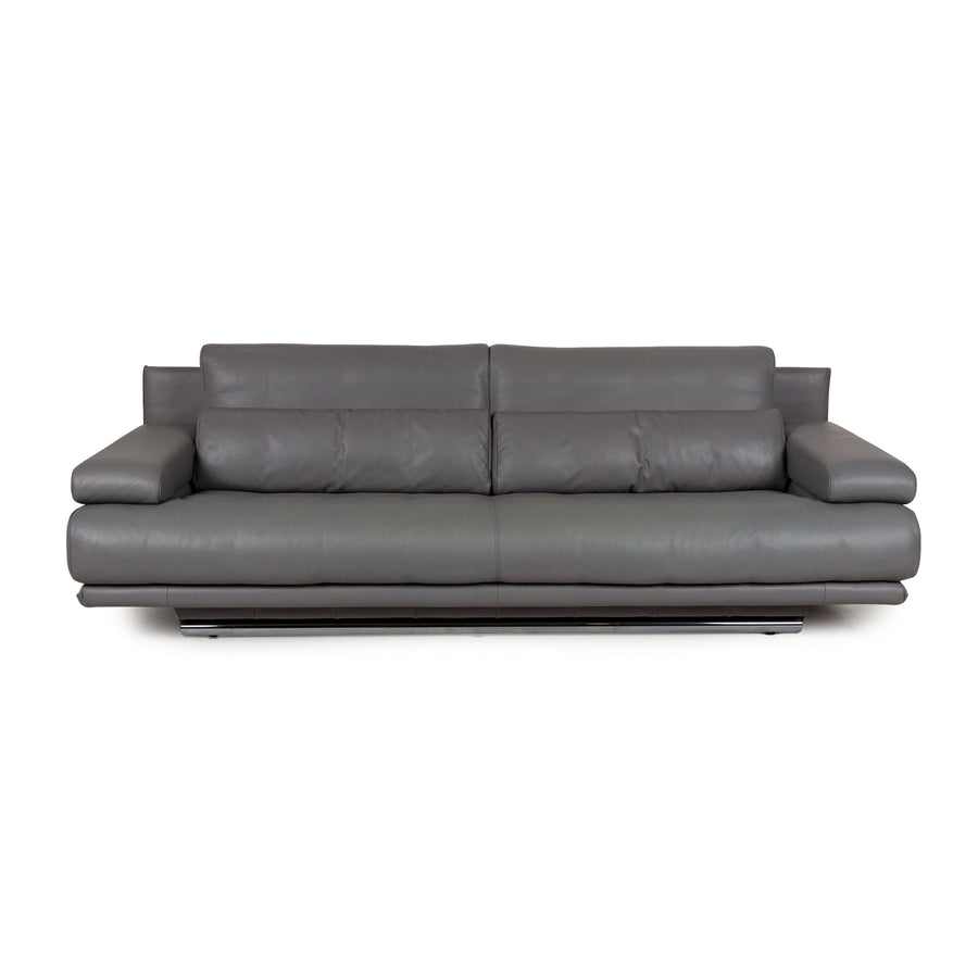 Canapé 3 places en cuir gris Rolf Benz 6500