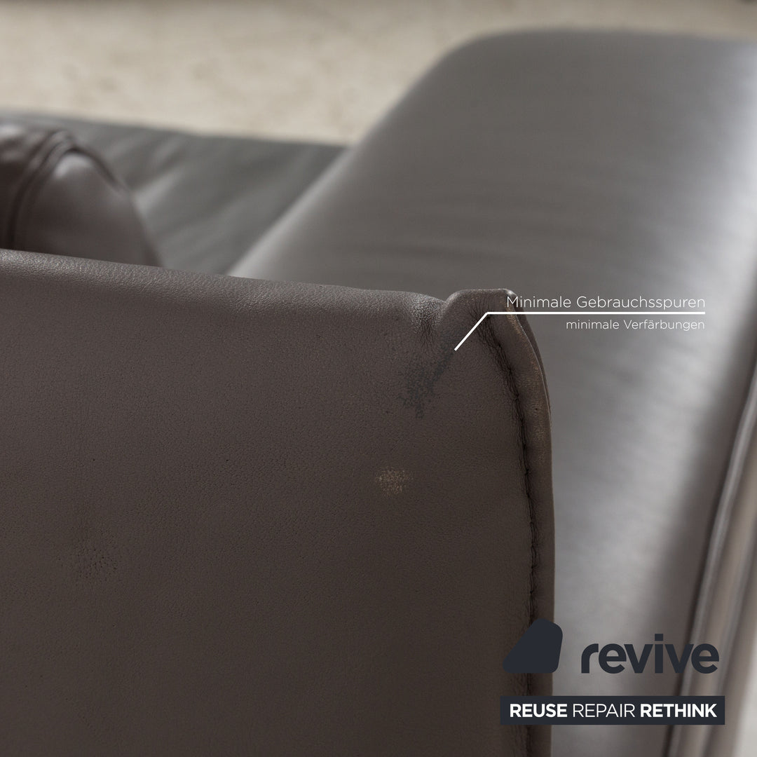 Canapé 3 places en cuir gris Rolf Benz 6500