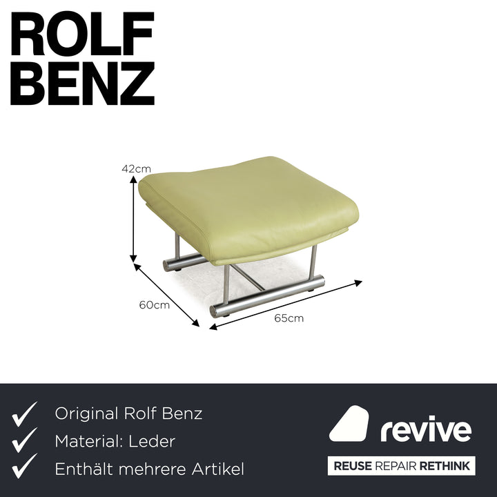 Rolf Benz 6500 suite cuir vert jaune 2x tabourets