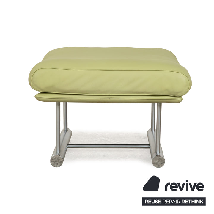 Tabouret en cuir Rolf Benz 6500 vert jaune