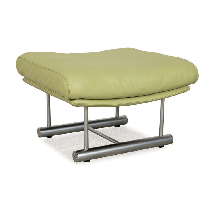 Tabouret en cuir Rolf Benz 6500 vert jaune