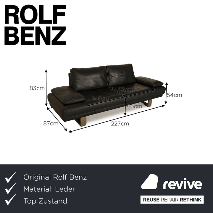 Rolf Benz 6600 Leder Dreisitzer Anthrazit Sofa Couch Freischwinger