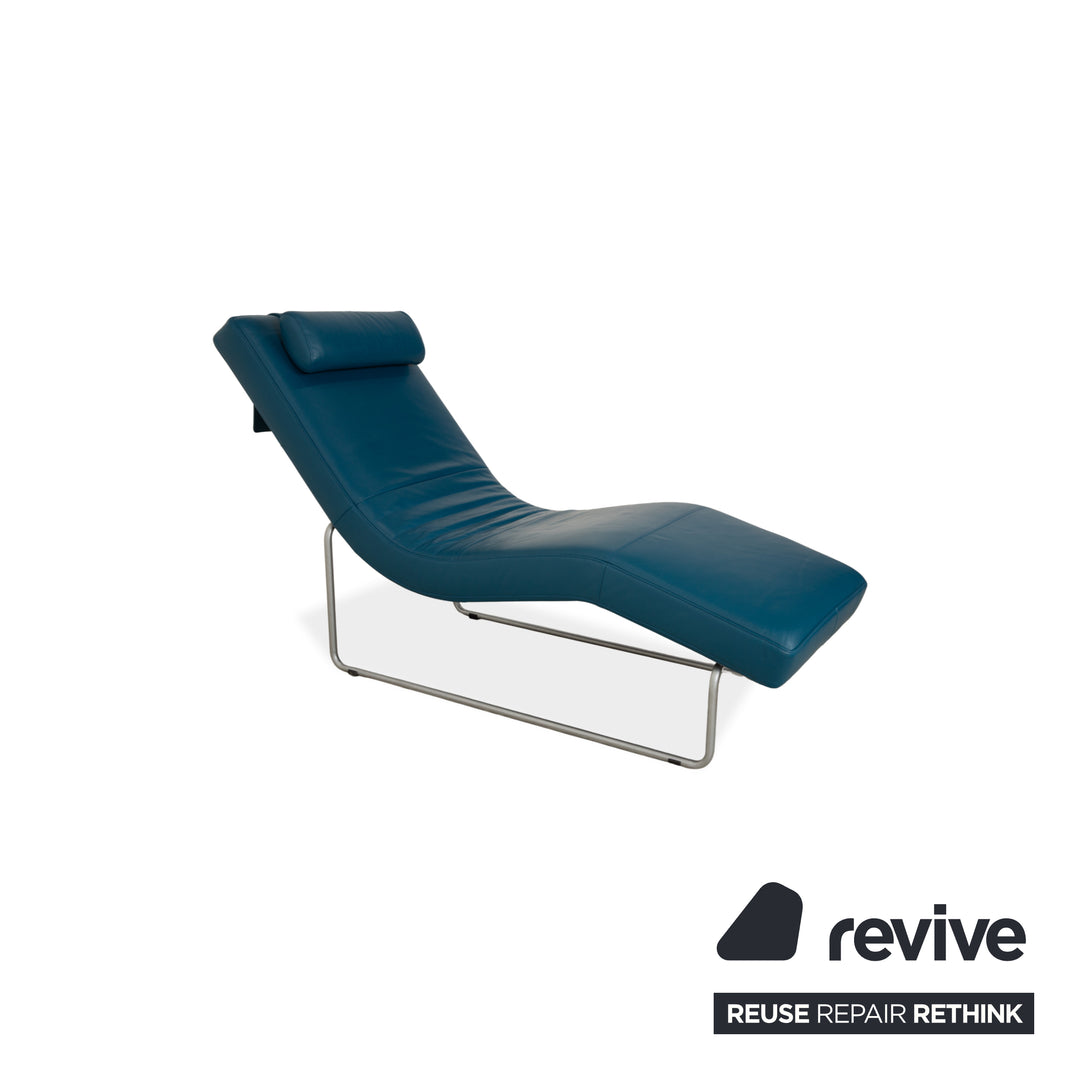Rolf Benz 680 Leather Chaise Lounge Petrol Blue Manual Function
