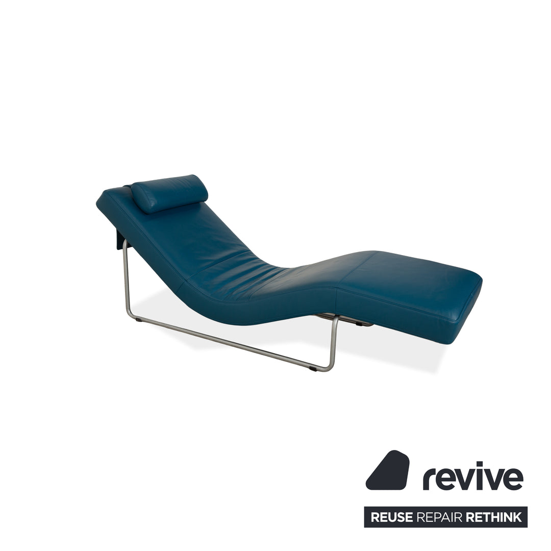Rolf Benz 680 Leather Chaise Lounge Petrol Blue Manual Function