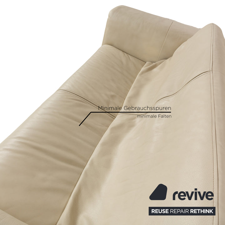Rolf Benz 6800 Leder Dreisitzer Creme Sofa Couch