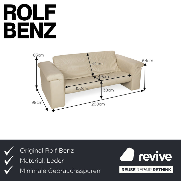 Rolf Benz 6800 Leder Dreisitzer Creme Sofa Couch