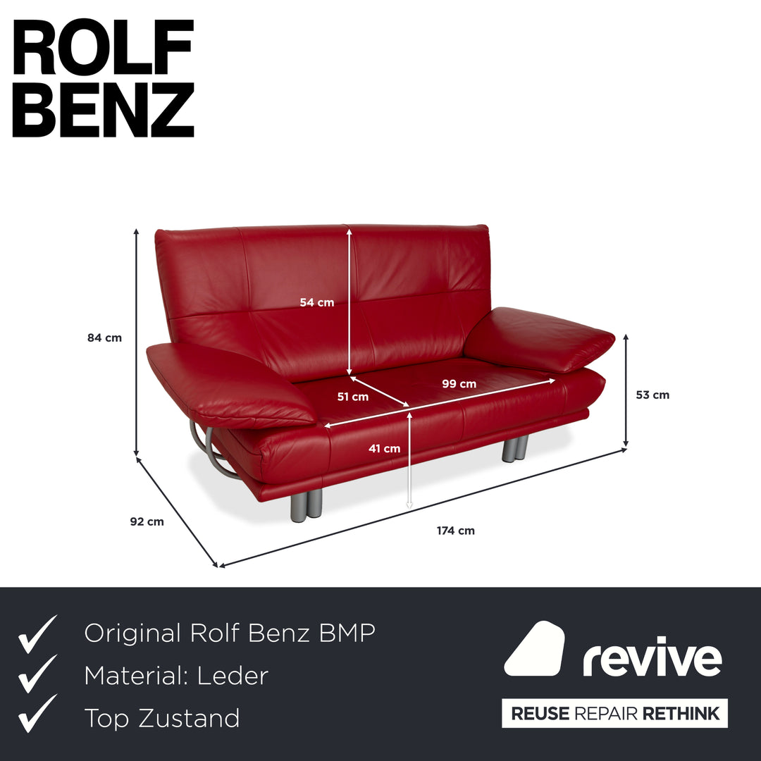 Rolf Benz BMP 418 Leder Zweisitzer Rot Sofa Couch
