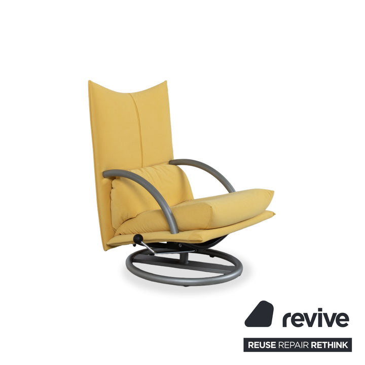 Rolf Benz BMP 418 Sessel Garnitur inkl. Hocker Stoff Gelb Neubezug