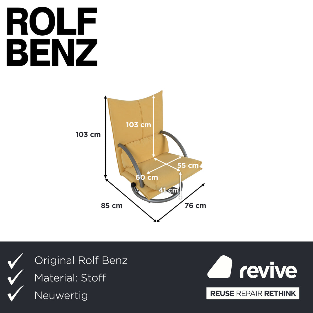 Rolf Benz BMP 418 Sessel Garnitur inkl. Hocker Stoff Gelb Neubezug