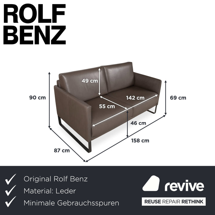 Rolf Benz Cara Leder Zweisitzer Grau Braun Taupe Sofa Couch