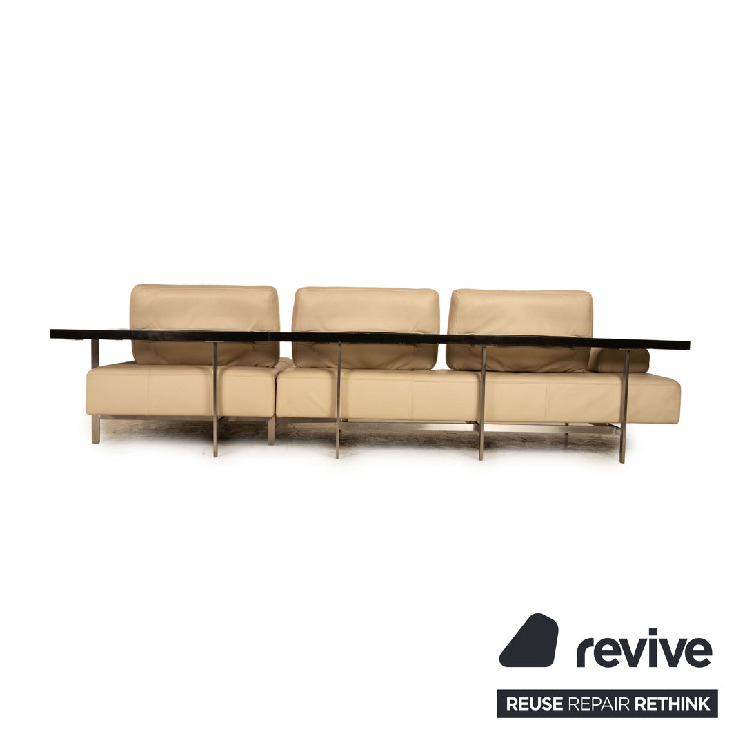 Rolf Benz Dono 6100 Ecksofa Leder Creme Sofa Couch Recamiere rechts