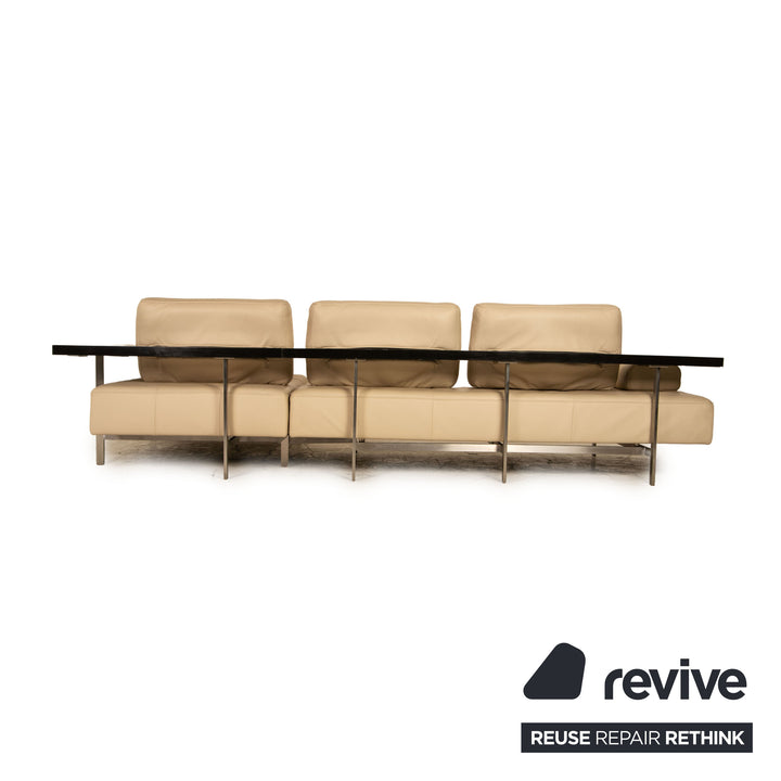 Rolf Benz Dono 6100 Ecksofa Leder Creme Sofa Couch Recamiere rechts